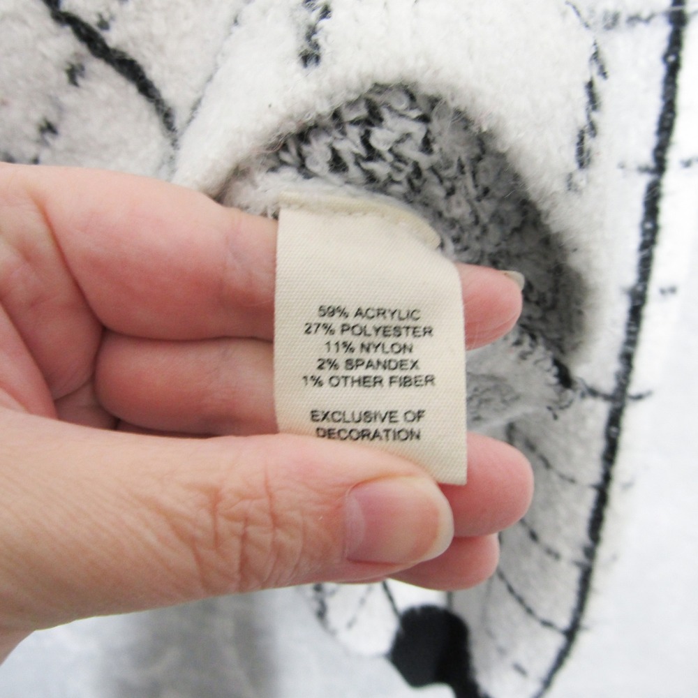 Marled Size XL Boucle Cardigan Jacket Black White Grid Gold Button Fuzzy Soft - Picture 8 of 11